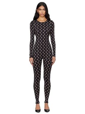 Marine Serre Black Crescent-Print Long Sleeve Jumpsuit